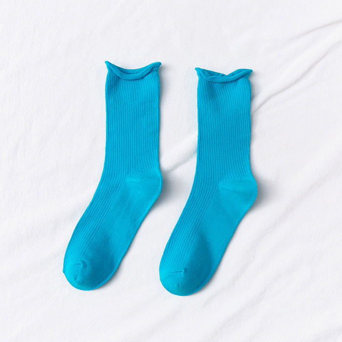 Calcetines Liso Color Azul Eléctrico Largo sin Puño Arcoiris