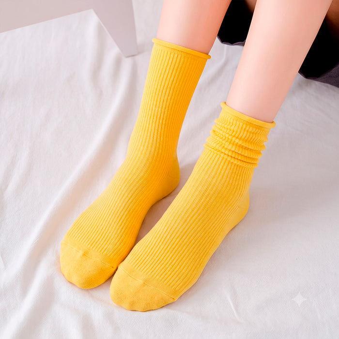 Calcetines Liso Color Amarillo Largo sin Puño Arcoiris