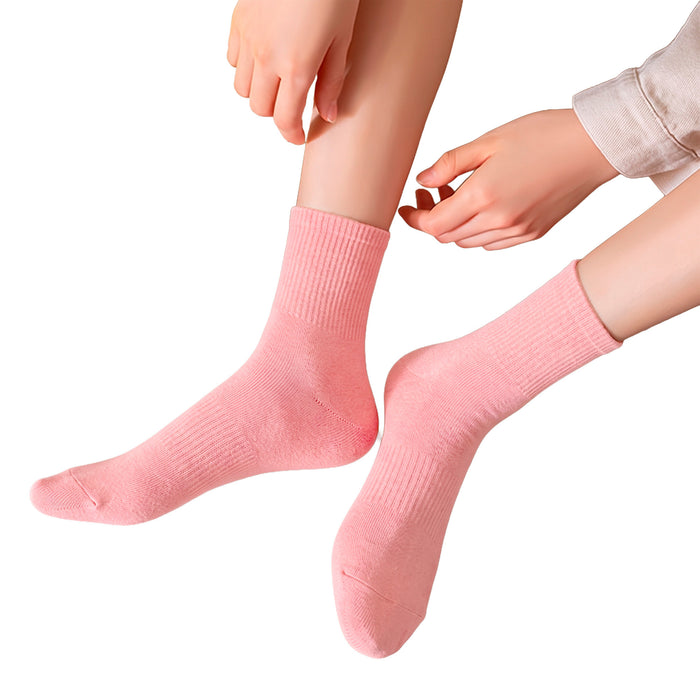 Calcetines Liso Color Rosa Claro Media Caña con Puño Arcoiris