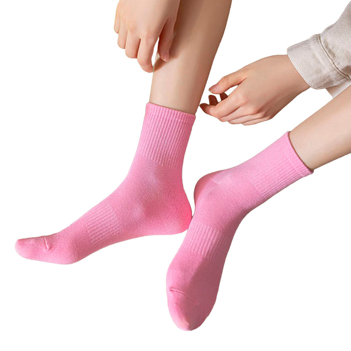Calcetines Liso Color Rosado Media Caña con Puño Arcoiris