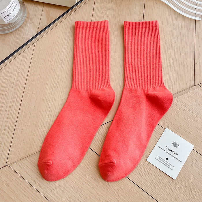 Calcetines Liso Color Rosa Claro Largo con Puño Arcoiris
