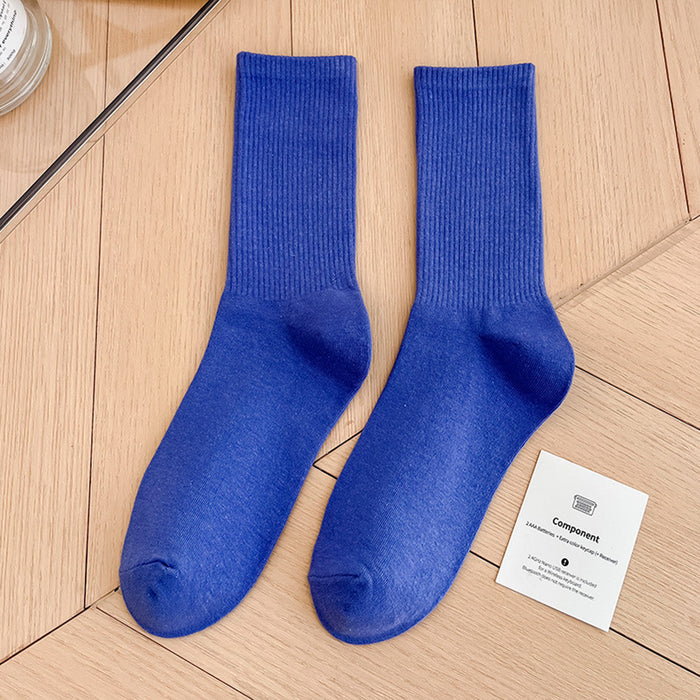 Calcetines Liso Color Azul Largo con Puño Arcoiris
