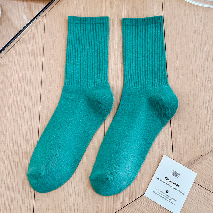 Calcetines Liso Color Verde Oscuro Largo con Puño Arcoiris
