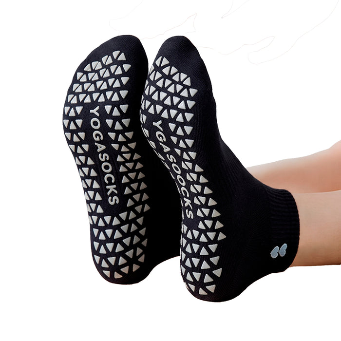 Calcetín Deportivo Yoga Antideslizante Corto Negro Corazones