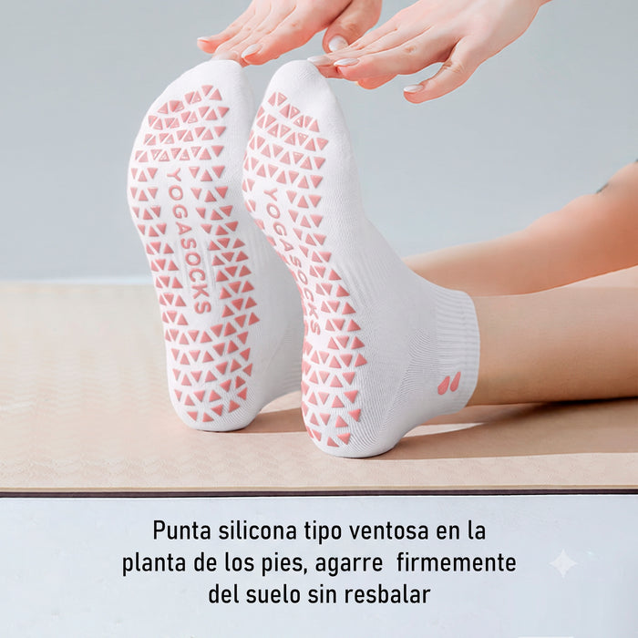 Calcetín Deportivo Yoga Antideslizante Corto Amarillento Corazones