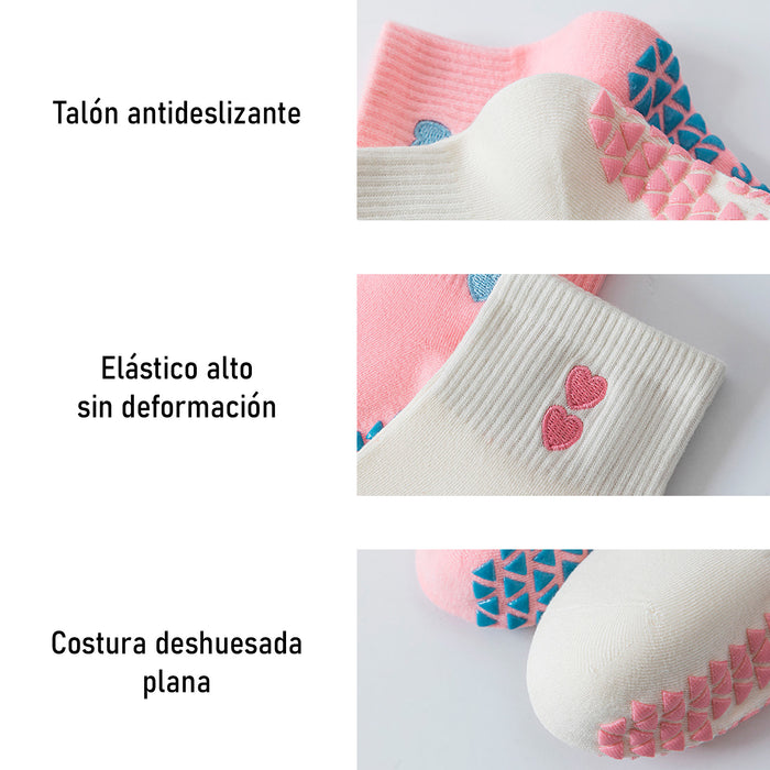 Calcetín Deportivo Yoga Antideslizante Corto Amarillento Corazones