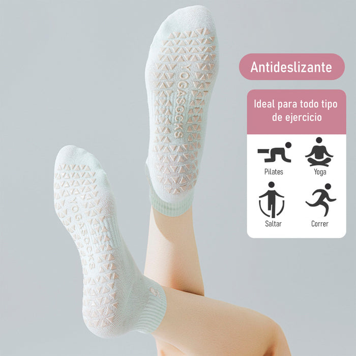 Calcetín Deportivo Yoga Antideslizante Corto Amarillento Corazones