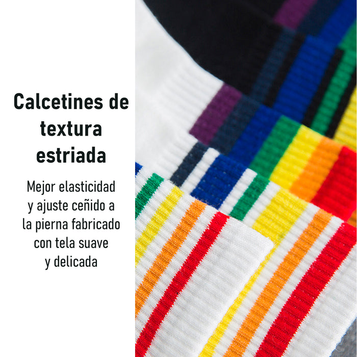 Calcetines Blancos Linea de Colores Arcoiris