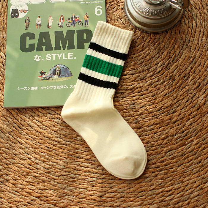 Calcetines Blancos con Rayas Verdes y Negras