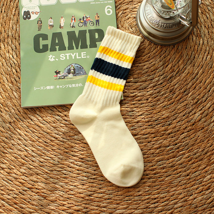 Calcetines Blancos con Rayas Negro y Amarillo
