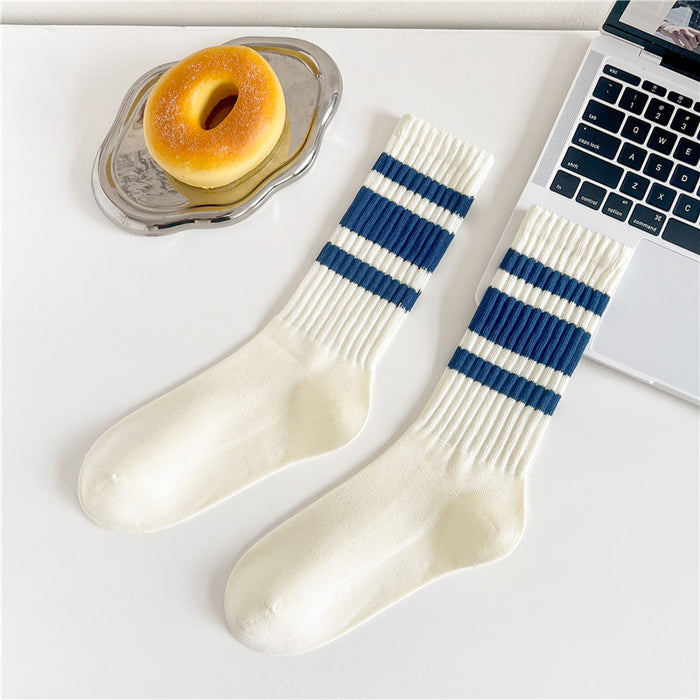 Calcetines Blancos con Rayas Azules