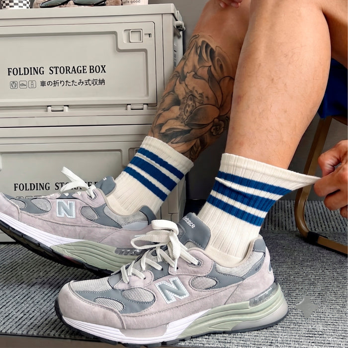 Calcetines Blancos con Rayas Azules