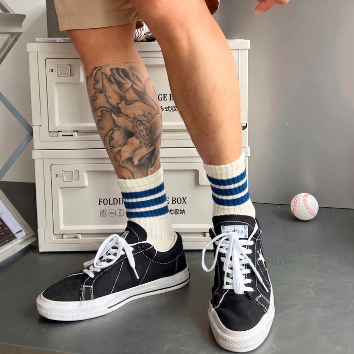 Calcetines Blancos con Rayas Azules