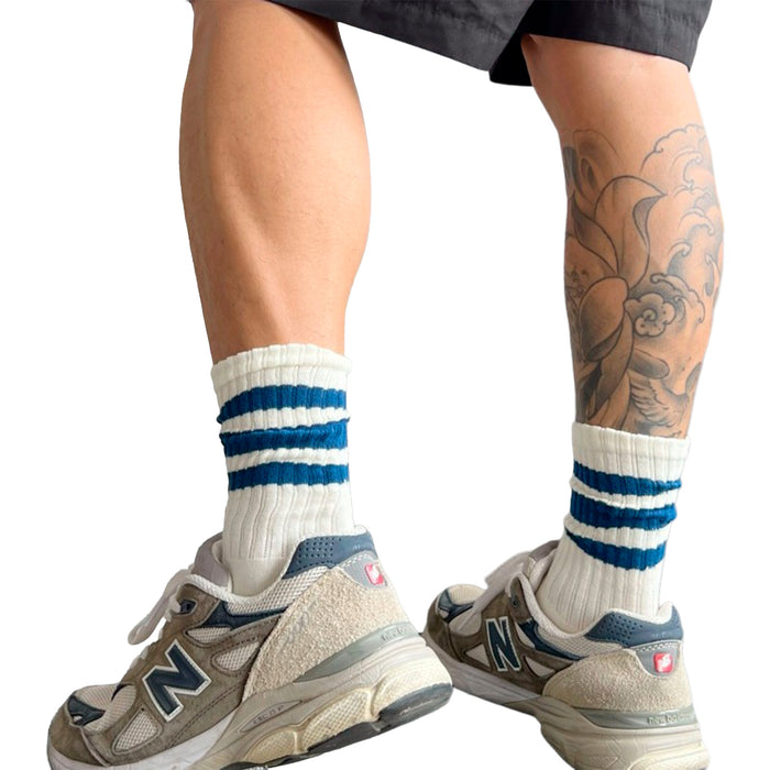 Calcetines Blancos con Rayas Azules