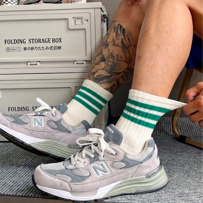 Calcetines Blancos con Rayas Verdes