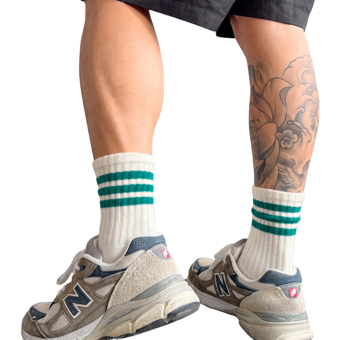 Calcetines Blancos con Rayas Verdes