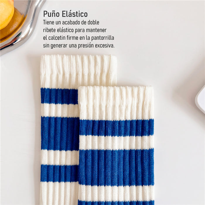 Calcetines Blancos con Rayas Azules