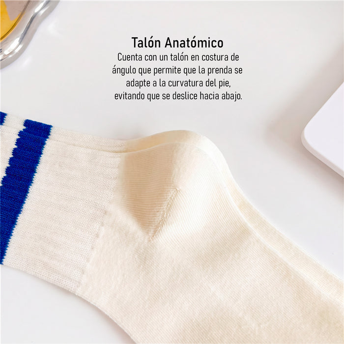 Calcetines Blancos con Rayas Azules
