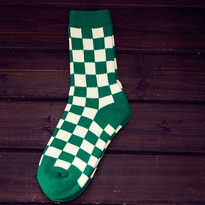 Calcetines Cuadrados Verdes y Blancos