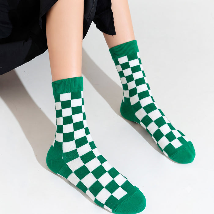 Calcetines Cuadrados Verdes y Blancos
