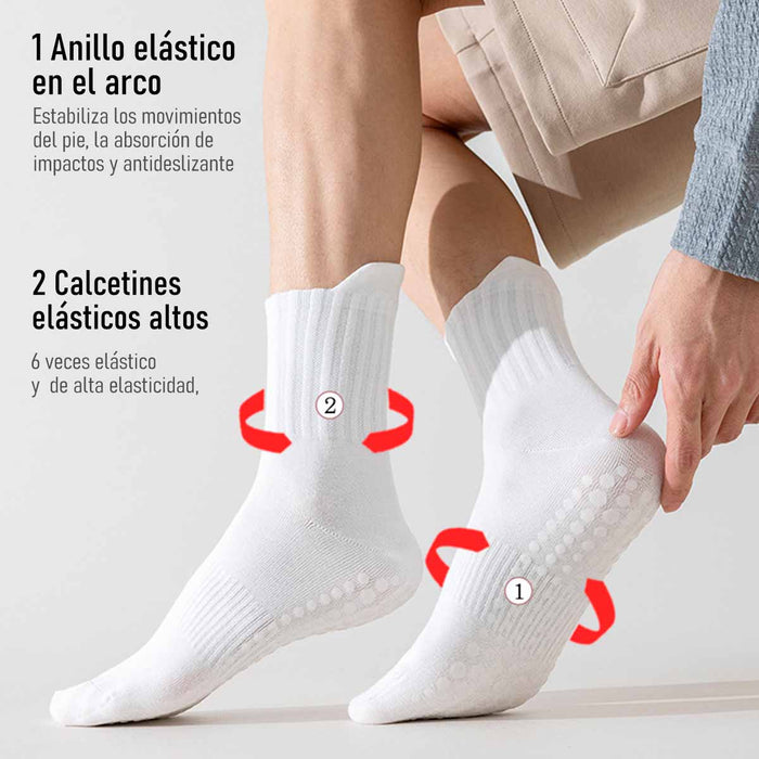 Calcetín Deportivo Yoga Antideslizante Largo Blanco 41-45