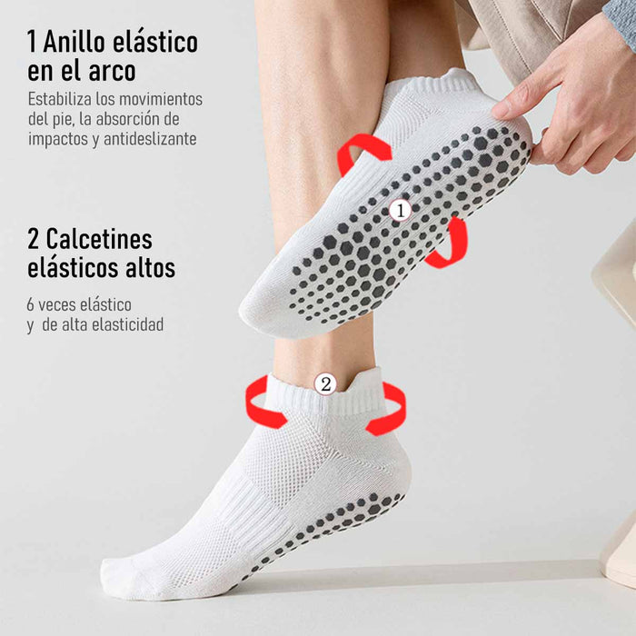 Calcetín Deportivo Yoga Antideslizante Corto Blanco 41-45