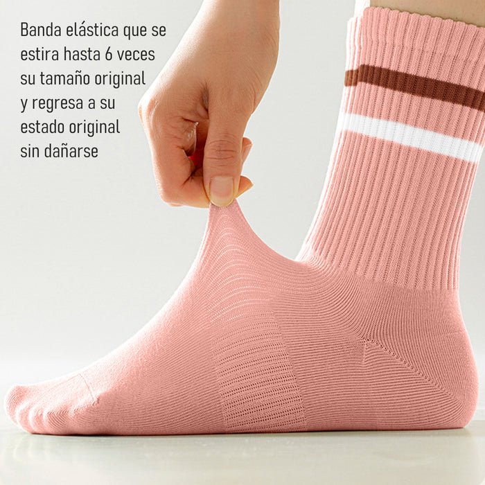 Calcetines Rosados Lineas de Colores