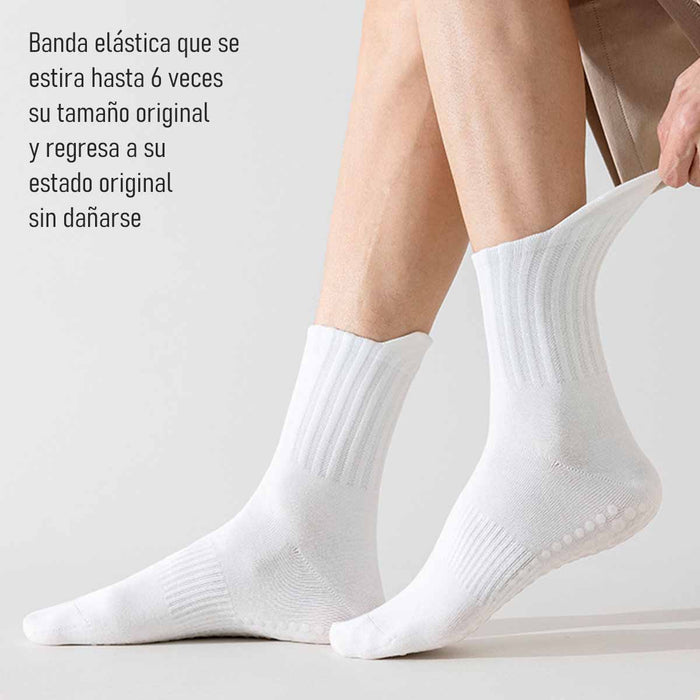 Calcetín Deportivo Yoga Antideslizante Largo Blanco 41-45