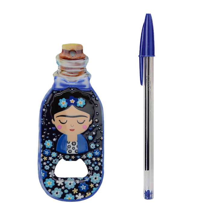 Abrebotellas frida khalo florales imanes ceramica arandano azul 3918-2