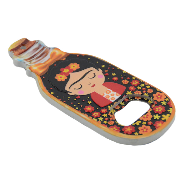 Abrebotellas frida khalo florales imanes ceramica mora negro 3918