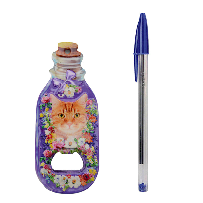 Abrebotellas gatos florales imanes ceramica amarillo 3916-4