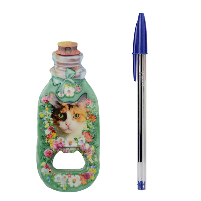 Abrebotellas gatos florales imanes ceramica calico 3916-3