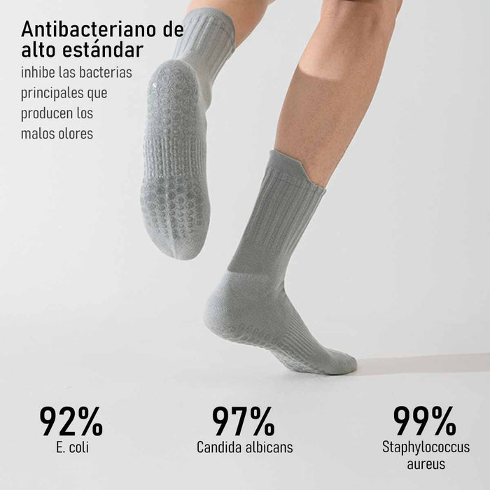 Calcetin algodon hombre yoga largo antideslizante gris oscuro 4094-2