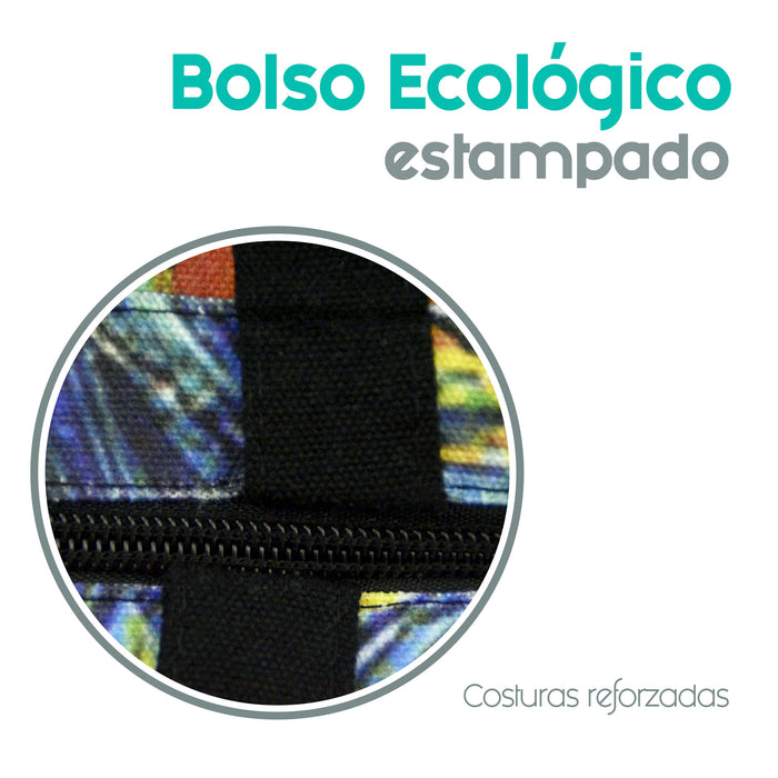 Bolso chico lona cierre van gogh pintura detalle