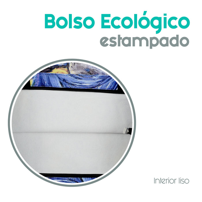 Bolso chico lona cierre van gogh pintura detalle