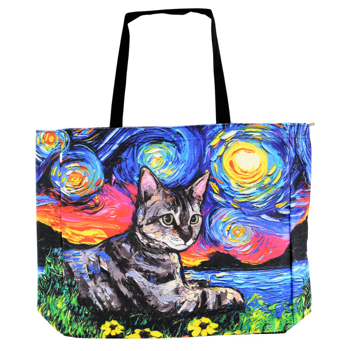 Bolso rectangular gato gris van gogh