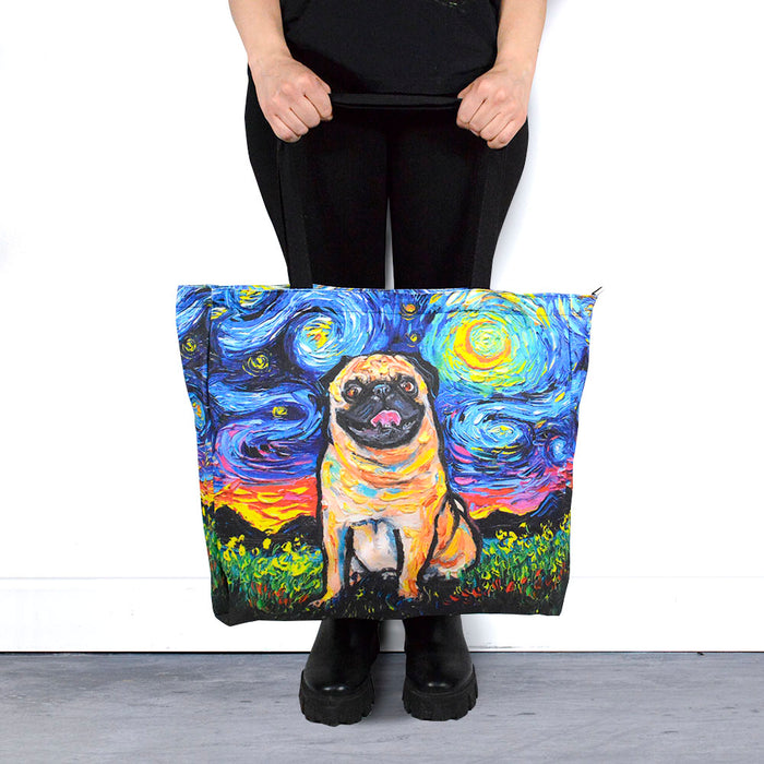 Bolso rectangular perro pug noche estrellada van gogh