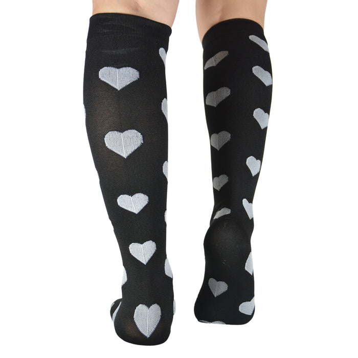 Bucanera compresion nylon corazones blancos 143-144