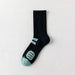Calcetin algodon deportivo absorbente largo negro rayas verdes 5136-1