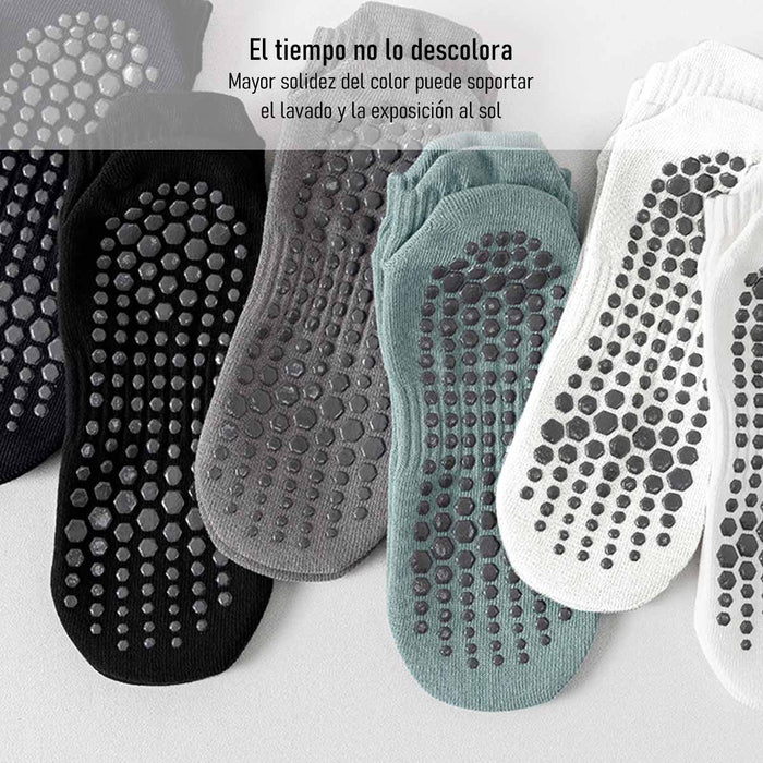 Calcetin algodon hombre yoga corto antideslizante negro 4090-1