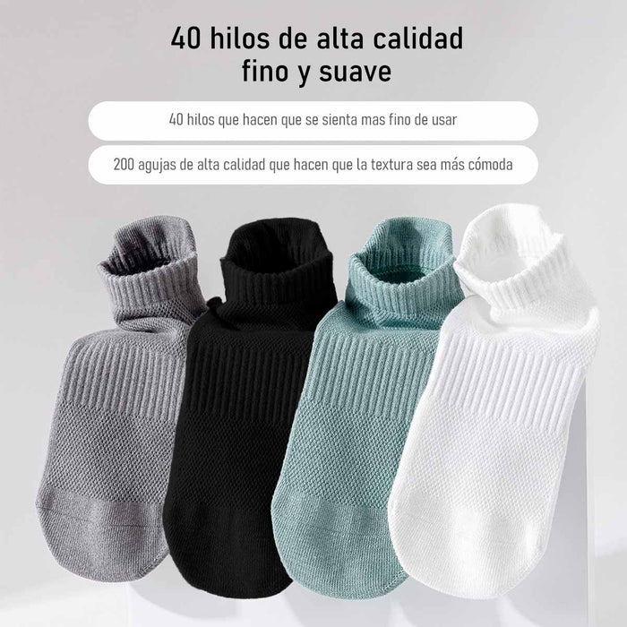 Calcetin algodon hombre yoga corto antideslizante verde 4090-3