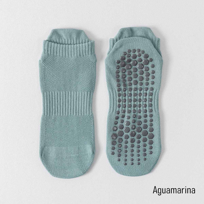 Calcetin algodon hombre yoga corto antideslizante verde 4090-3