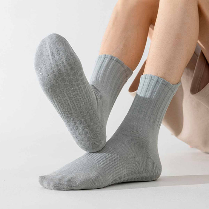 Calcetin algodon hombre yoga largo antideslizante gris oscuro 4094-2