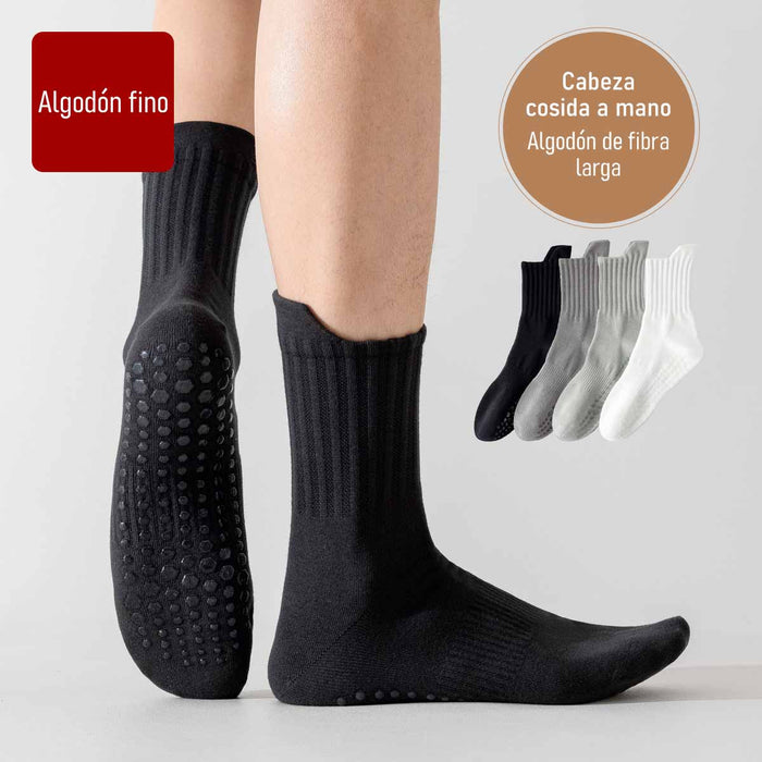 Calcetin algodon hombre yoga largo antideslizante negro 4094-1