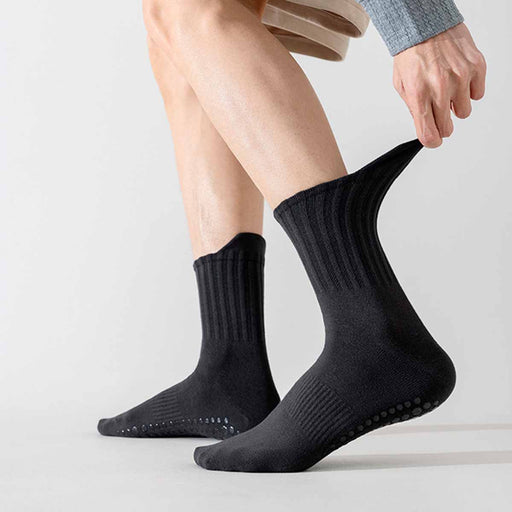 Calcetin algodon hombre yoga largo antideslizante negro 4094-1