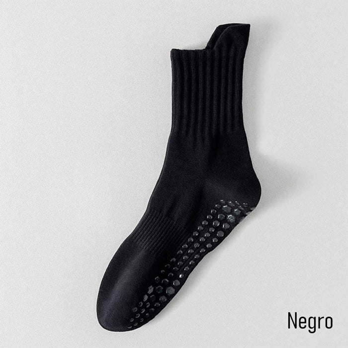 Calcetin algodon hombre yoga largo antideslizante negro 4094-1