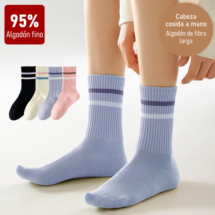 Calcetin algodon largo 2 rayas 4093 