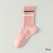 Calcetin algodon largo 2 rayas rosado 4093-3