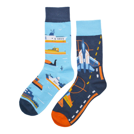 Calcetin algodon largo ab doble diseno medios transporte AB-16
