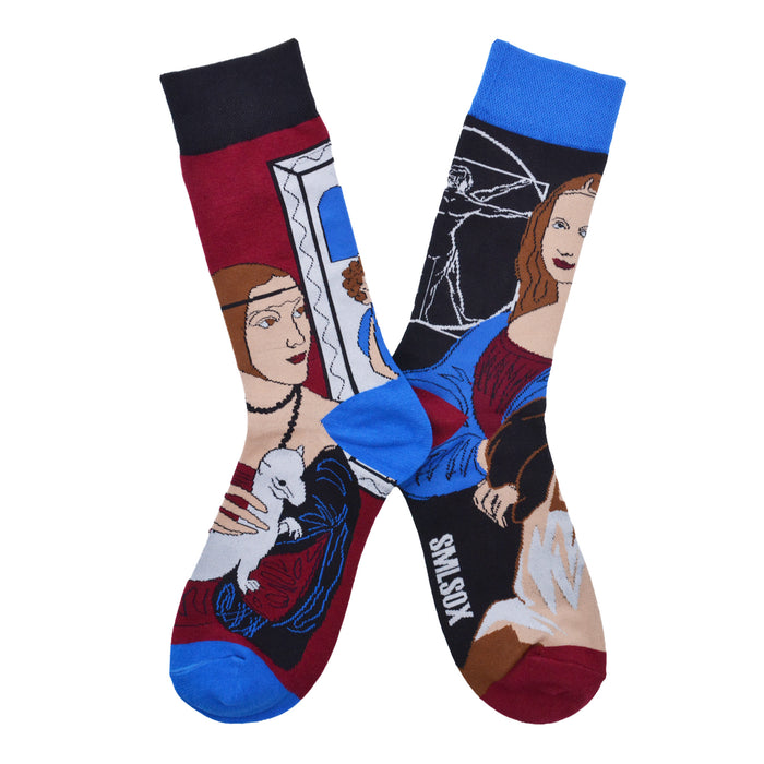 Calcetin algodon largo ab doble diseno mona lisa da vinci AB-20